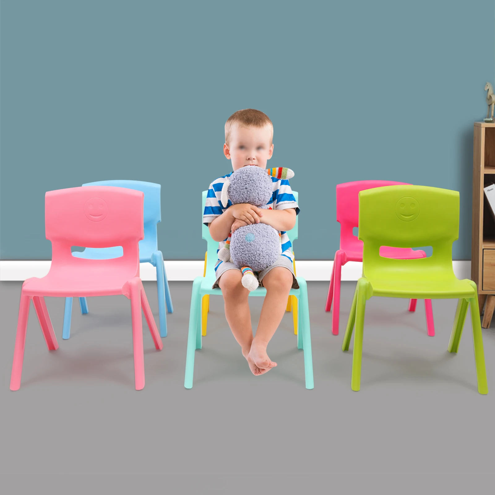 6PCS Colorful Stackable Chairs Stable Plastic Classrooms Chairs for Kids Flexible Seating for Classroom Indoor Outdoor