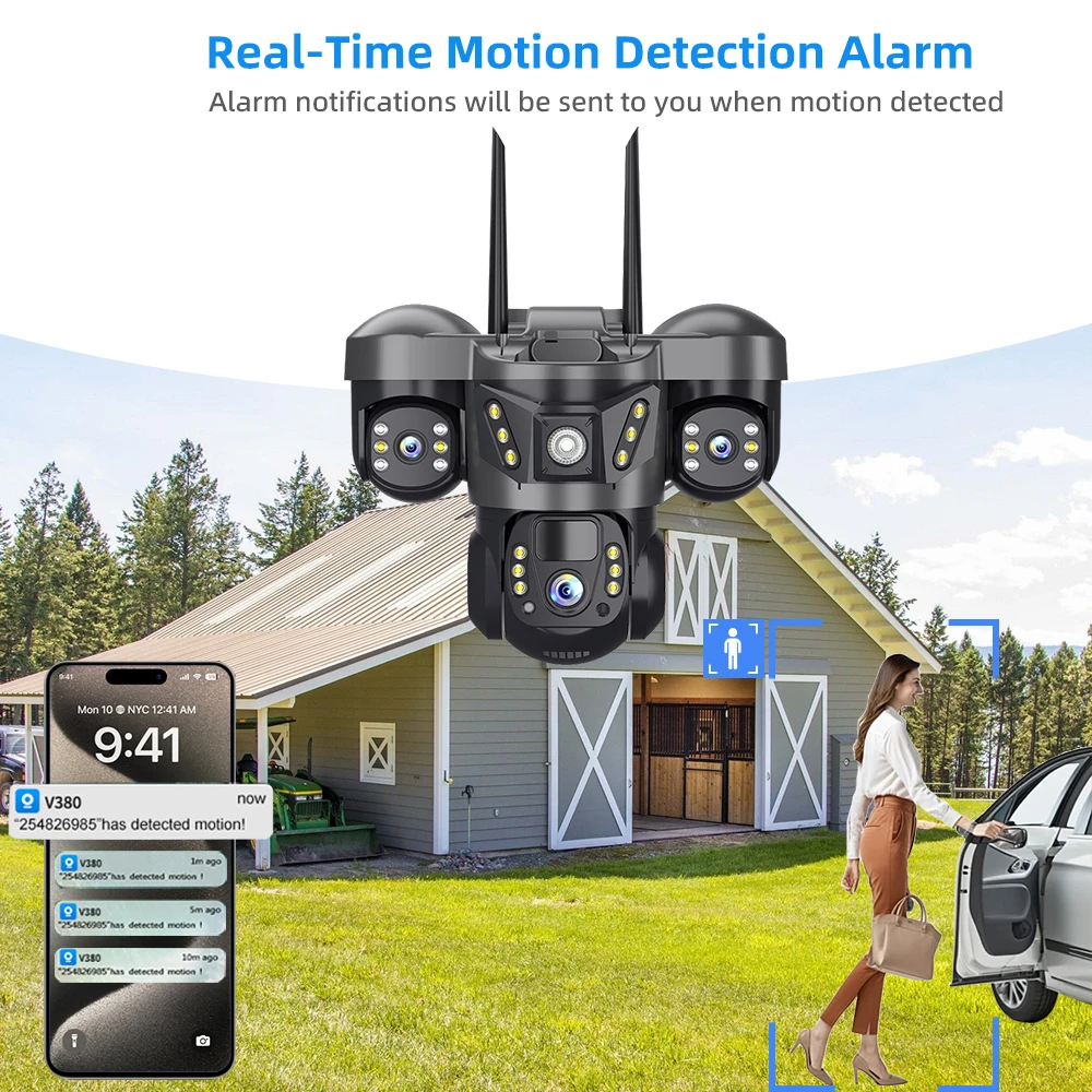 V380 PRO Telecamera IP solare 4G Wirless CCTV Videocamera di sorveglianza Monitor esterno 15MP HD Visione notturna Protezione di sicurezza