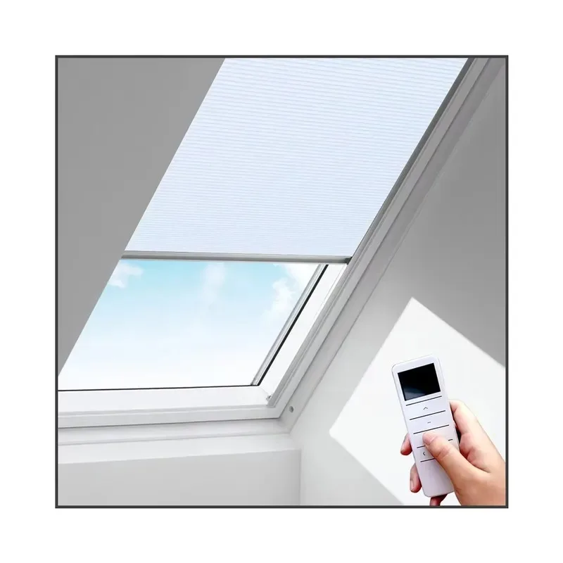 for ZSHINE Electric Cordless Honeycomb Cellular Shades Remote Control Roof Skylight Blinds Full Blackout Fabric Window2026