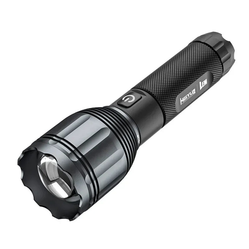 High-Power LED Flashlight with Power Display - USB Rechargeable Zoomable Torch for Camping & Hiking