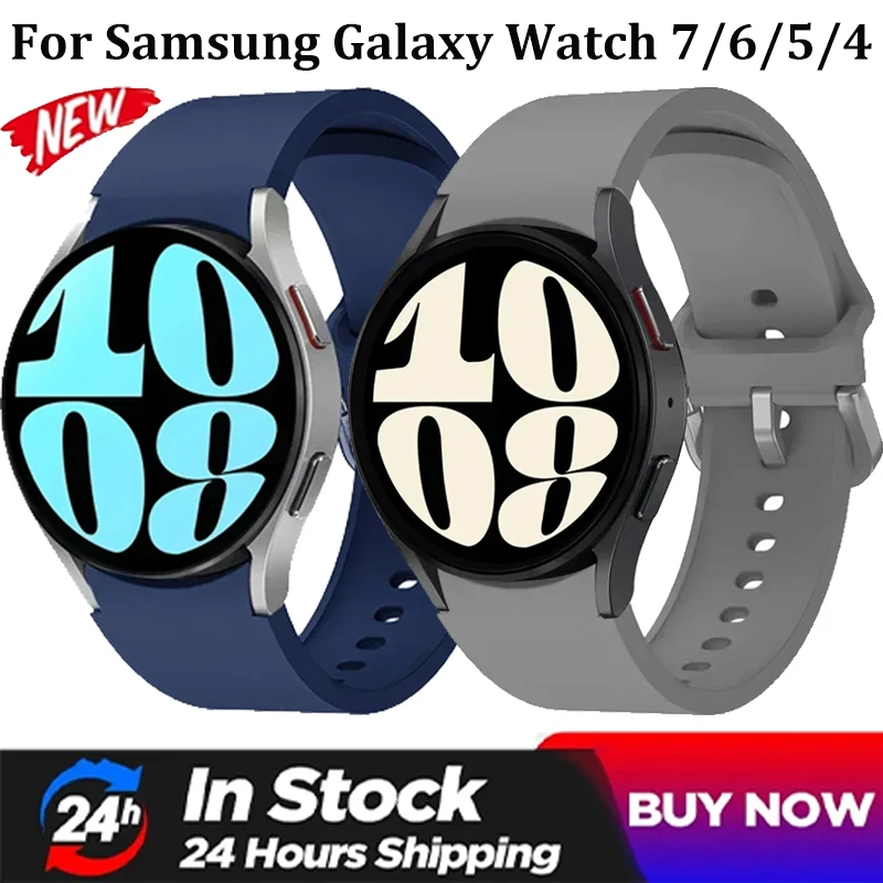Original No Gap Silikonarmband für Samsung Galaxy Watch 7 6 5 4 40mm 44mm Komfortables Armband für Galaxy Watch 6 47mm 43mm Gürtel
