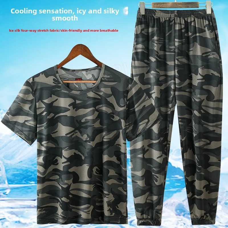 

Lightweight Ice Silk Breathable Short Sleeve Work Uniform Set for Men Quick Dry Comfortable Factory Workshop Casual Wear