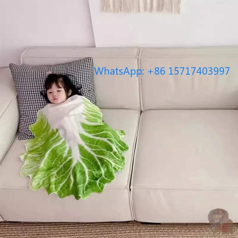 

Doll vegetable blanket funny cabbage blanket flannel casual blanket creative baby quilt cute leafy Internet celebrity