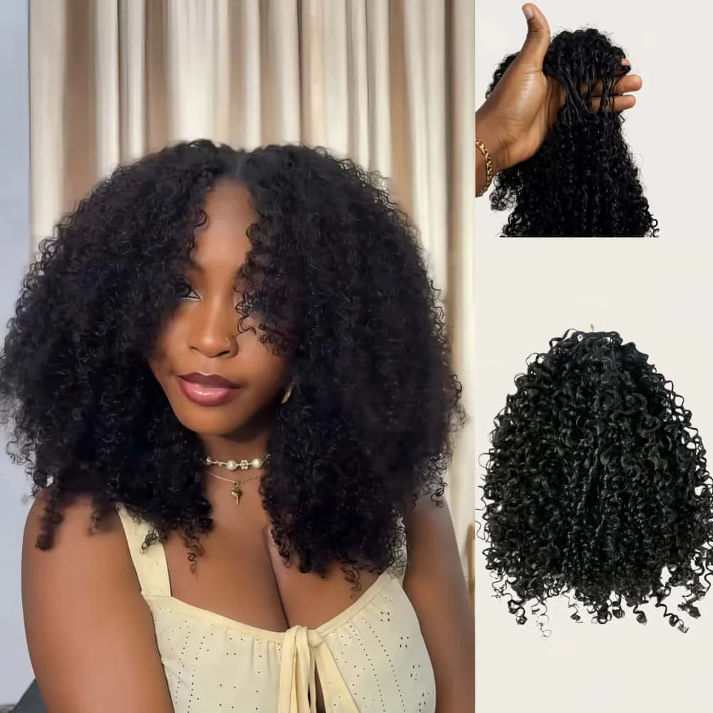

Invisible Easy Install 12A Kinky Curly Afro Crochet Brazilian Human Hair Pre-Separated Spiral Curls Natural Feather Extensions