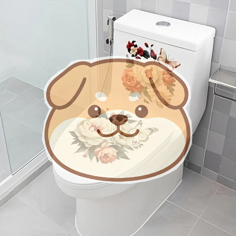 Waterproof Floral Toilet Decals Aesthetic Vivid Pattern Self Adhesive Stickers for Minimalist Style Bathroom Makeover