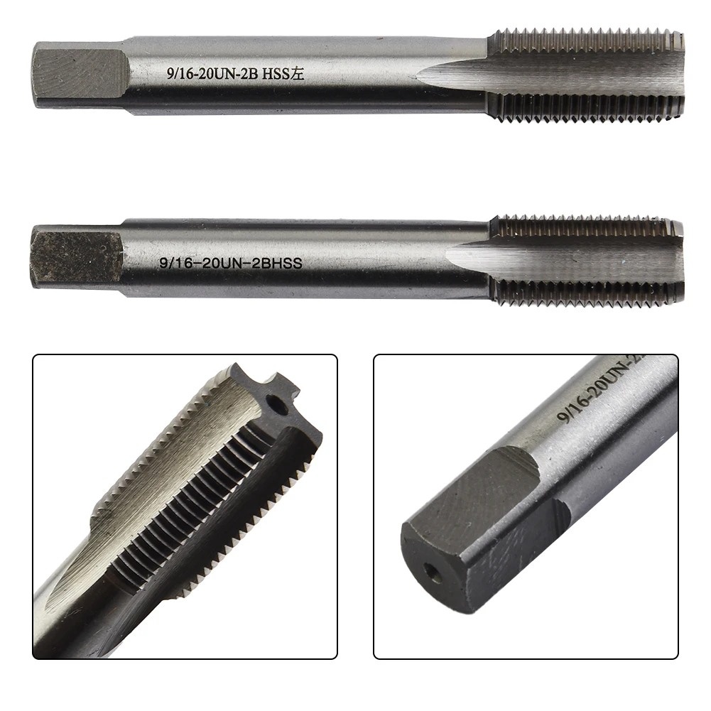 Right and Left Hand 9/16-20 TPI HSS Tap Tools for Unified Standard Thread Creation in Crank Repair and General Threading Tasks