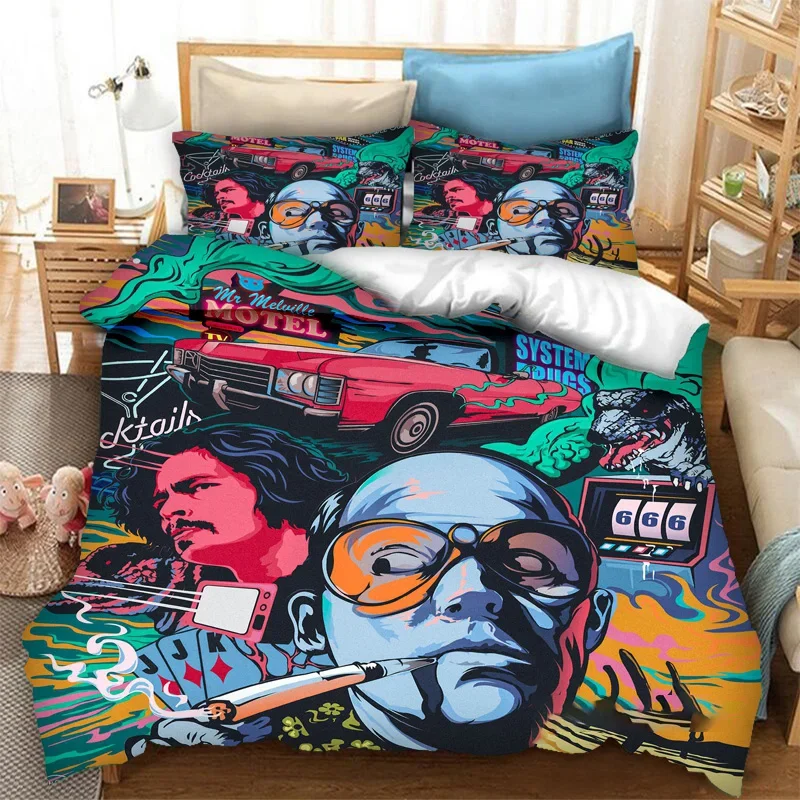 3D Printed Fear and Loathing in Las Vegas Bedding Set Boys Girls Twin Queen Size Duvet Cover Pillowcase Bed Kids Adult