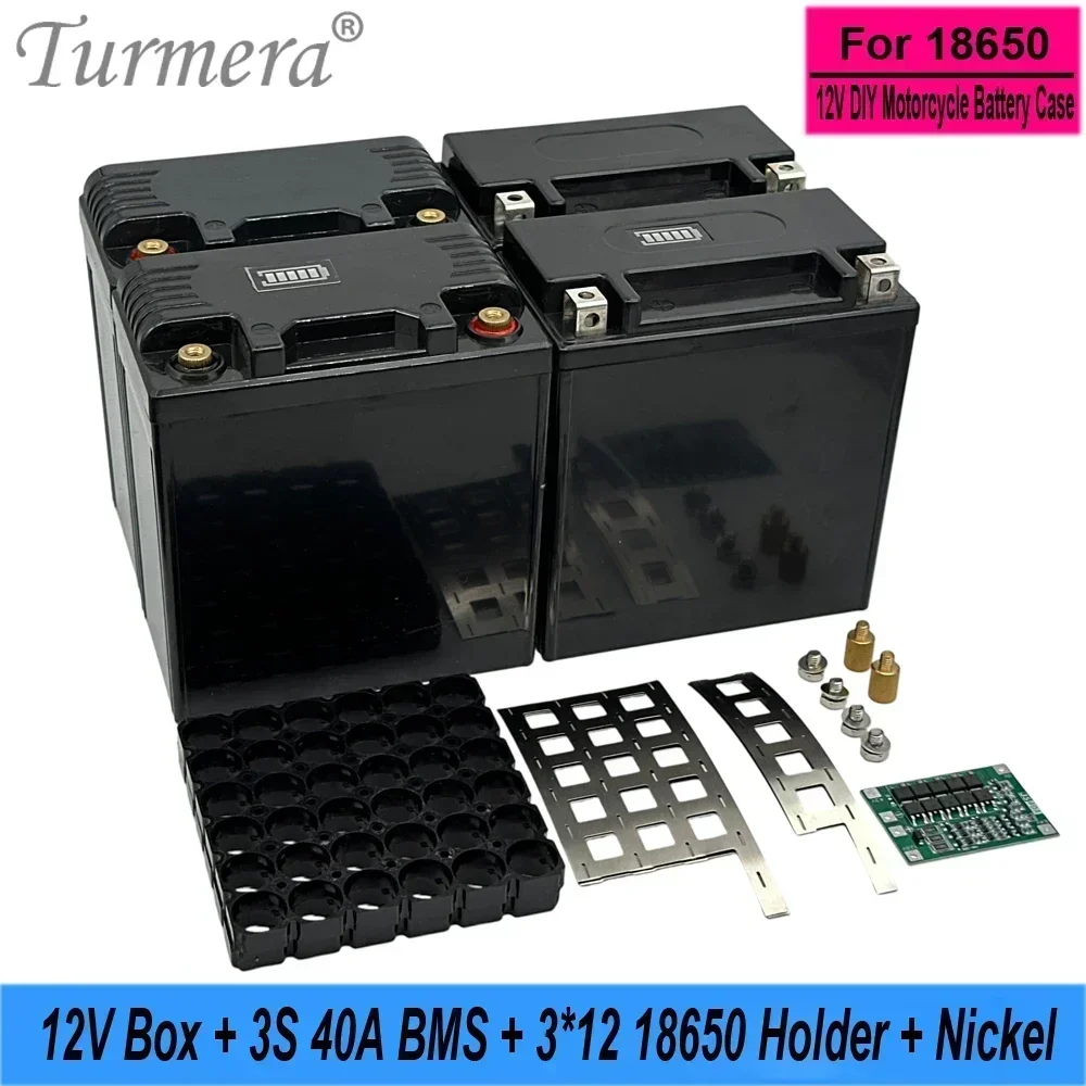 Turmera-caja de almacenamiento vacía para batería de motocicleta, 12V, 12Ah a 42Ah, 3X12, 18650, soporte 3S, 40A, BMS, soldadura de níquel para reemplazar plomo-ácido de 12V