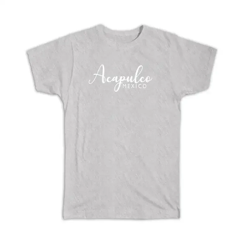 Acapulco Cursive Typography Mexico Tropical Beach Travel Souvenir T shirt Vintage Clothes