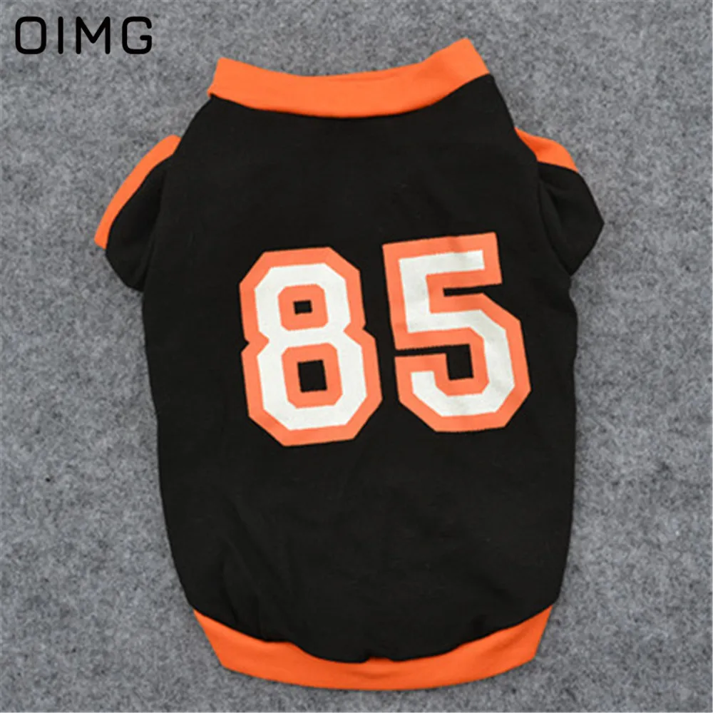 

OIMG "85" Print Cat Dog Vest For Pet Clothes French Bulldog Chihuahua Spring Autumn Small Dogs Short Sleeve Black Puppy T-Shirt