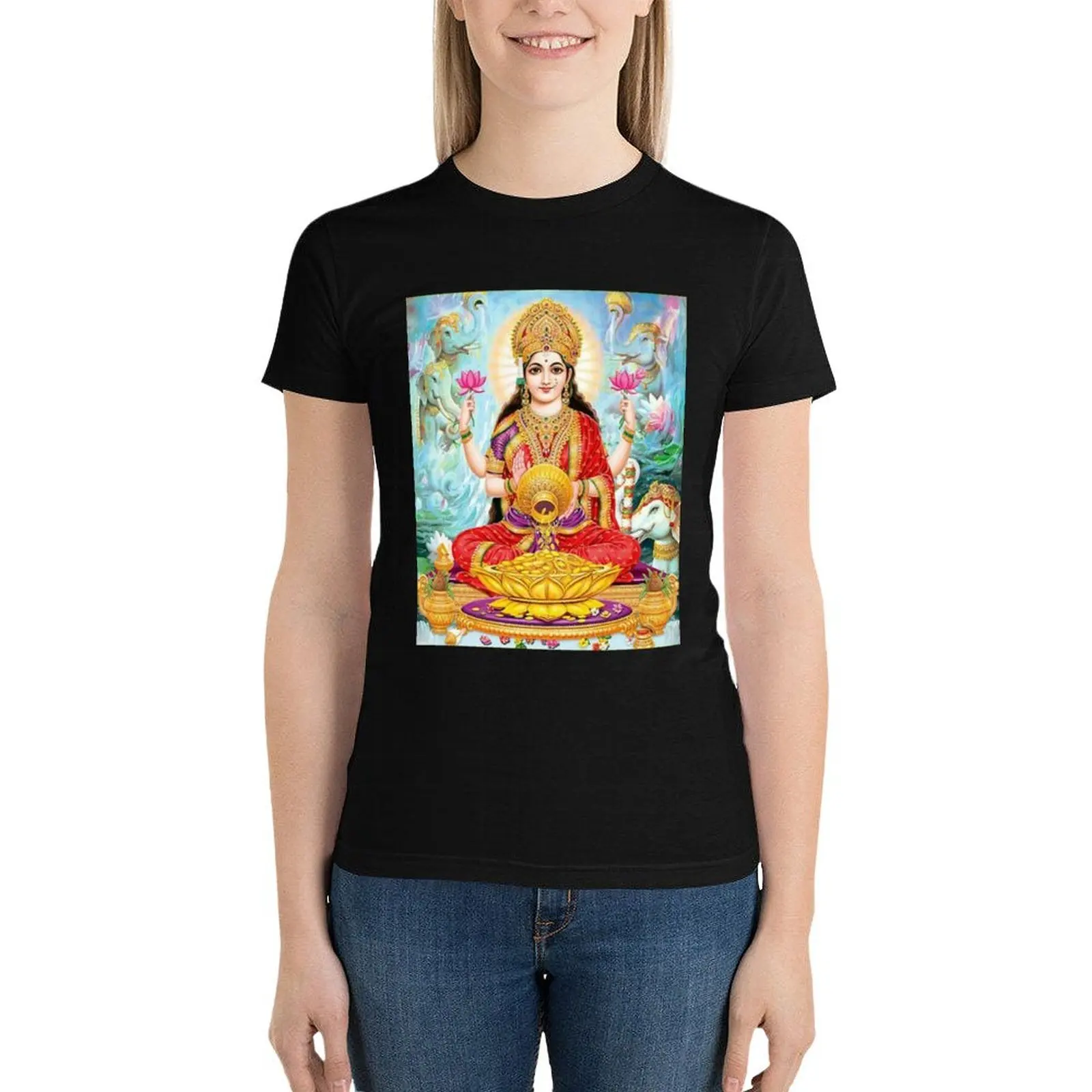 Lakshmi,Goddess of Wealth T-Shirt vintage clothes Short sleeve tee Womens clothing