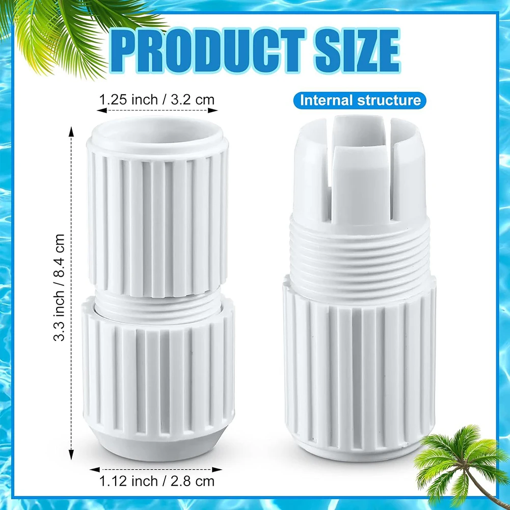 ABS Material Pool Pole Connectors for Quick Replacement Two Adapters for 32mm and 28mm Inner Diameter Reliable Performance
