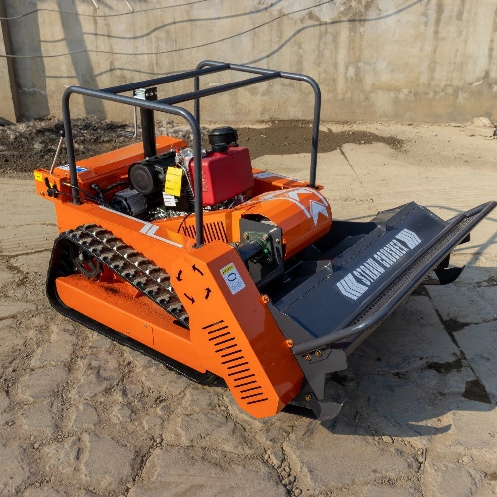 Remote‑Controlled Tracked Grass Shredding Ro bot, 1200mm Working Width Crawler Lawn Mower for Farmland Grass Mowing
