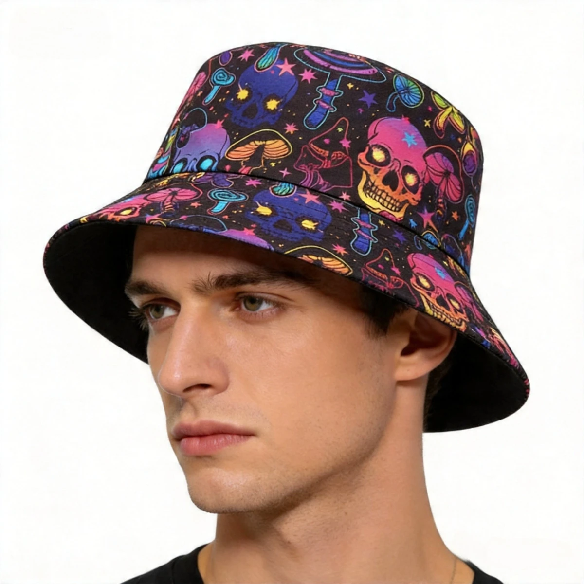 Skull Mushroom Pattern Bucket Hats Women Men Summer Travel Beach Sunscreen Fisherman Hat Street Hip Hop Fashion Decorate Panama