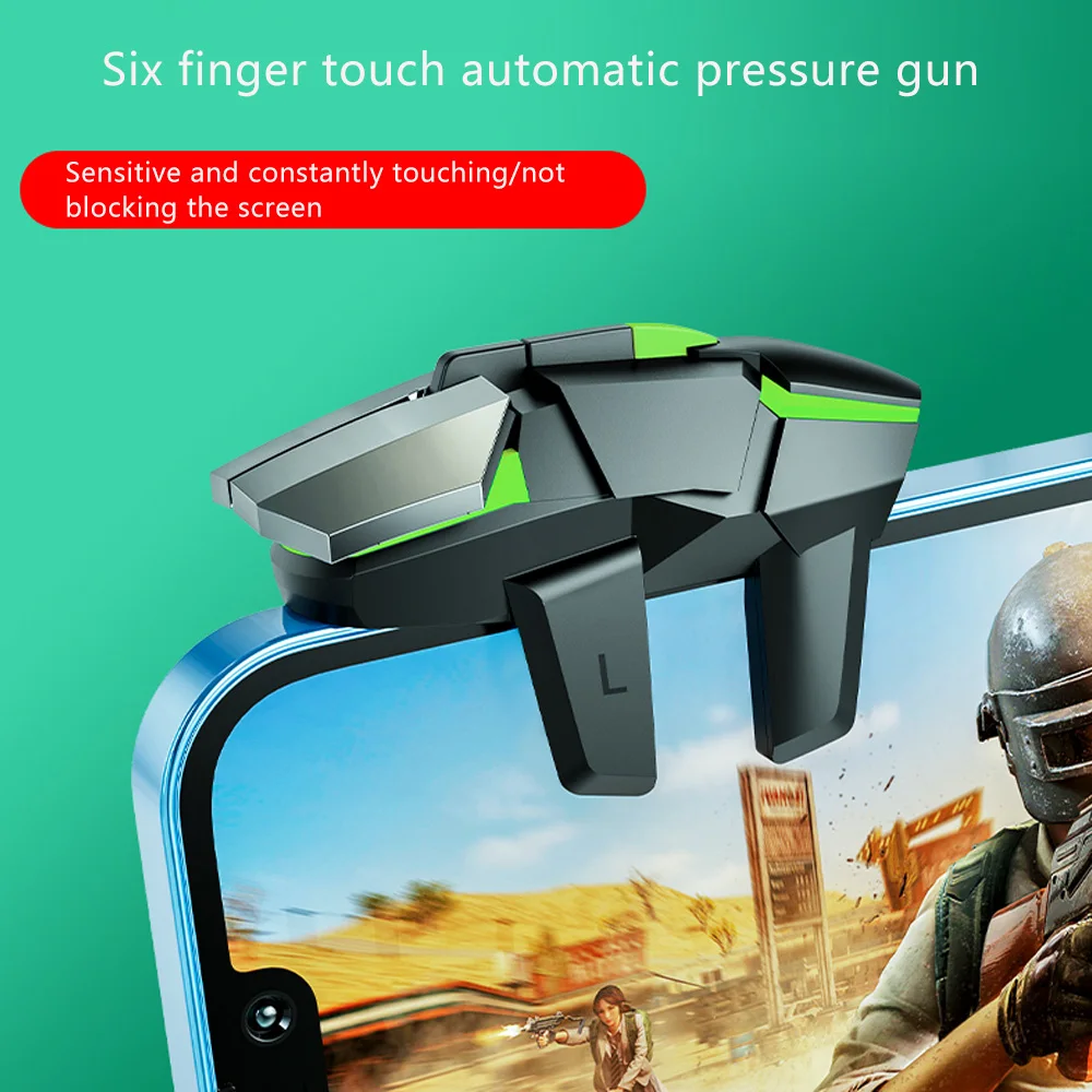 2 قطعة وحدة تحكم ألعاب الهاتف بستة أصابع لـ PUBG Aim Shooting Gaming Trigger L1 R1 زر مفتاح لأجهزة Android IPhone Gamepad DY02