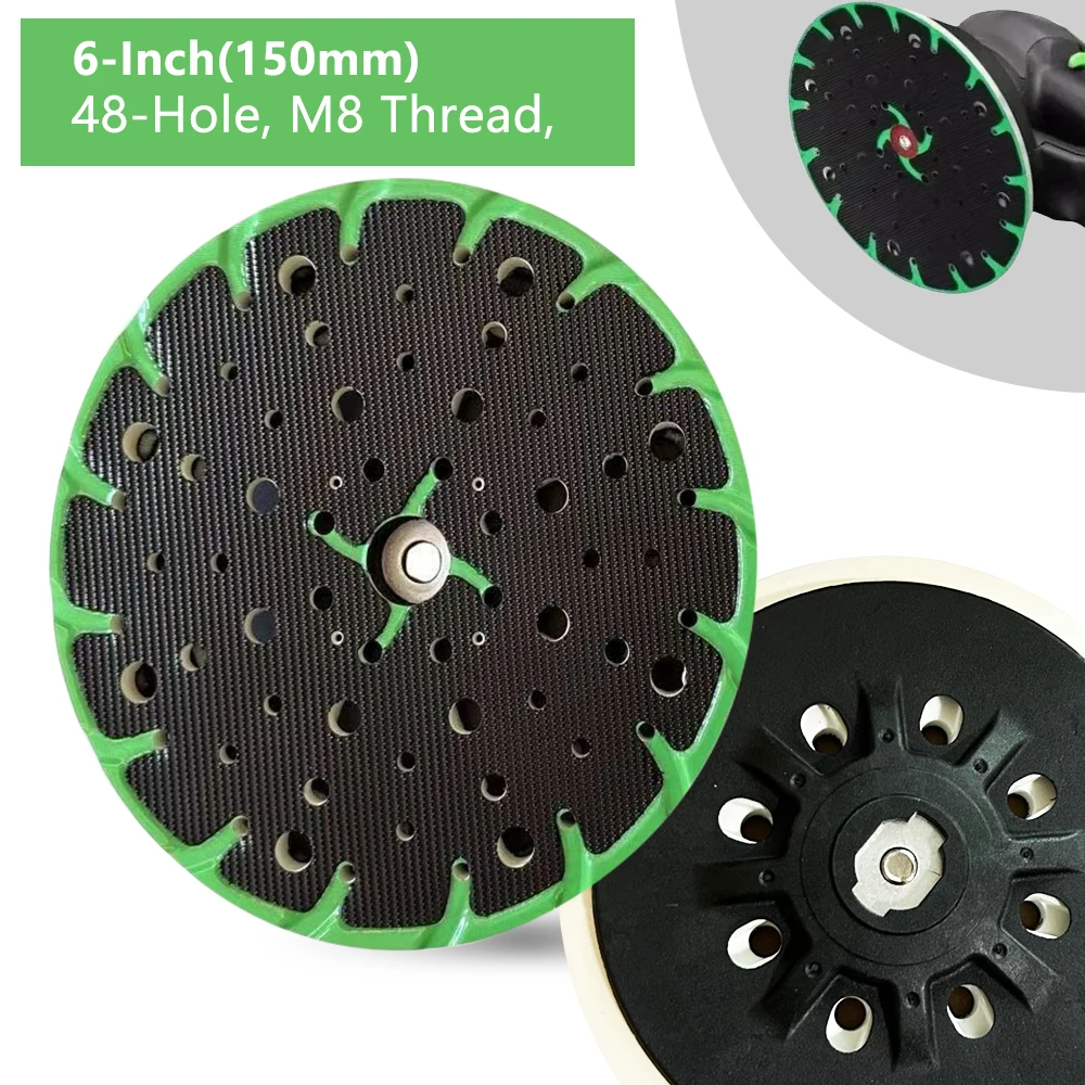 1/2Pcs150mm 6 inch Porous Sanding Back up Pad 48-Hole M8Thread Sander Backing Pad Hook Loop for Car Polishing Disc Abrasive Tool