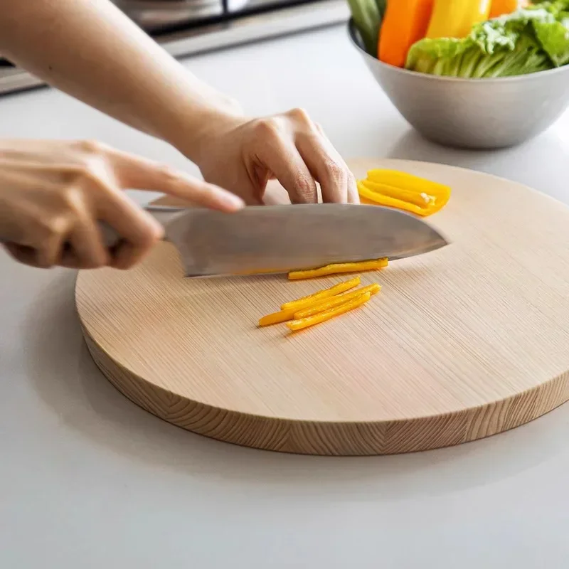 Cypress Antibacterial Chopping Board, Household Round Solid Wood Fruit and Vegetable Cutting Board, Sushi Board, Baby Food Board