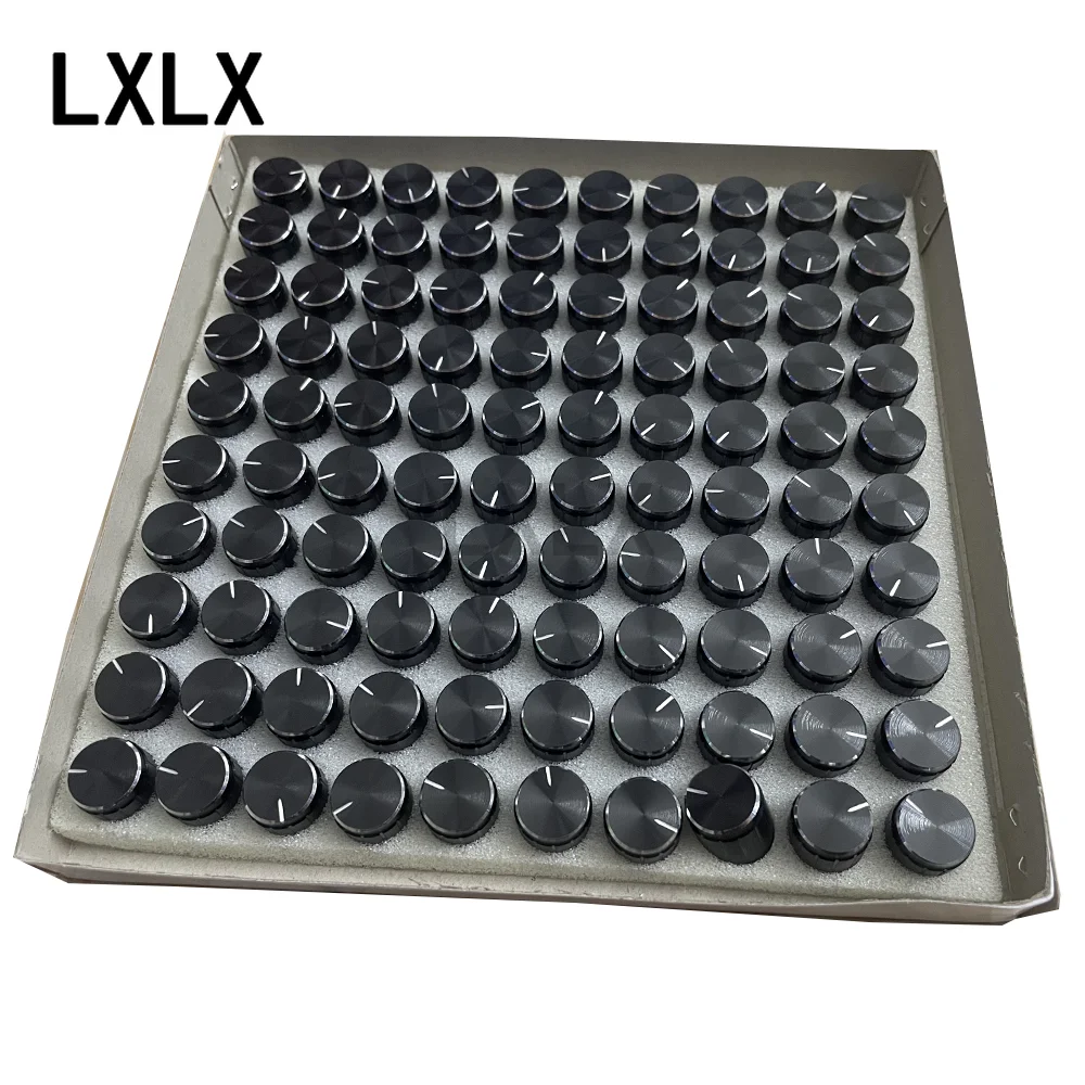 100pcs/box 15*17mm Volume Encoder Aluminium Potentiometer/Encoder Knob Caps Aperture 6mm Gold Black Silver Switch Caps