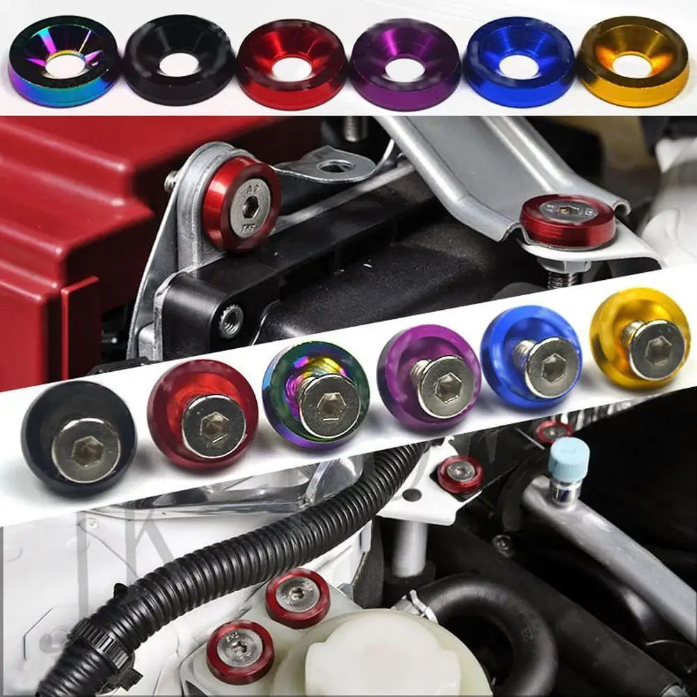 

10pcs Car Modified Hex Fasteners Washer Bumper Engine Concave Screws Car-styling