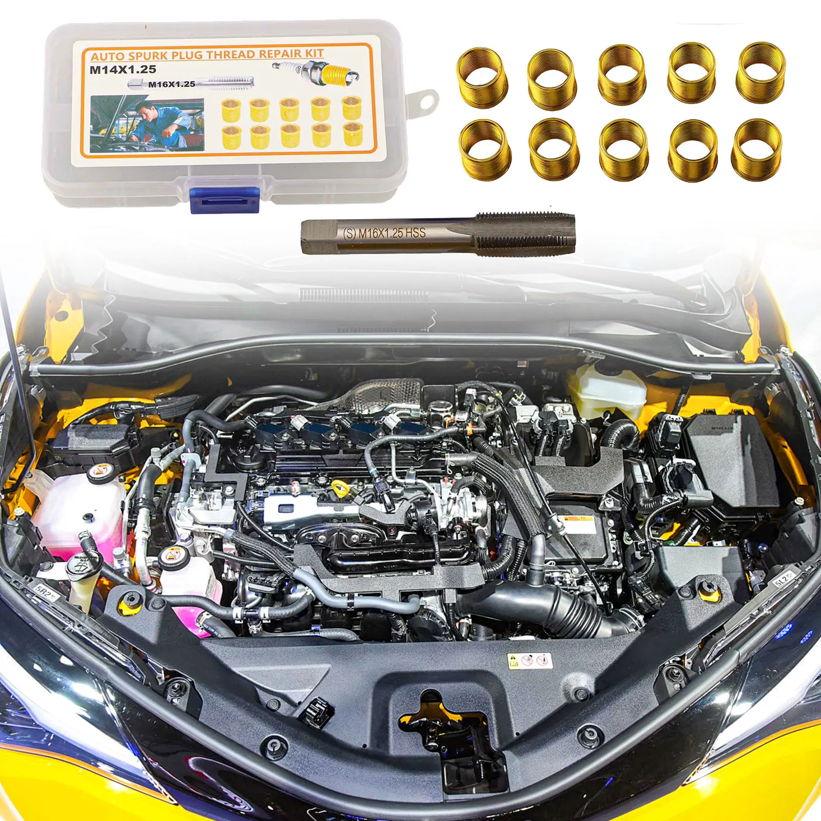 

Complete Thread Repair Kit Engine Repair M14x1.25 Inserts Spark Thread Kit Long-Lasting Performance Professional Repair Kit