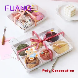 Custom  XJH Rectangular Pastry Clear Acetate Transparent Donuts Pastry Baking Packaging Box Food Packaging Cake Dessert Box