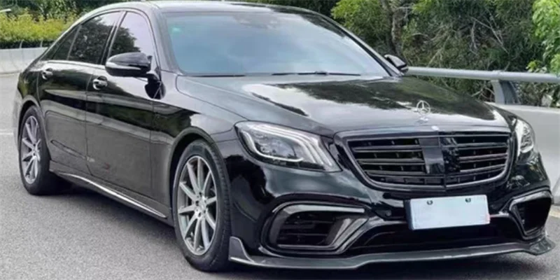 Per Mercedes Benz W222 S63 S65 ReaI Paraurti In Fibra di Carbonio Labbro Anteriore Diffusore Posteriore Ala di Coda Coltello A Vento Disegnato Spot Spoiler Kit