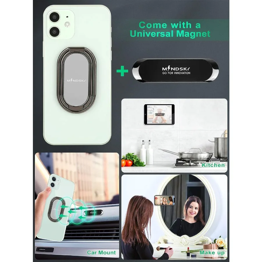 360度回転折りたたみ式スマホリングホルダー、デスク用フィンガーキックスタンド付き、調整可能な背面グリップ、携帯電話スタンド、各種スマホに対応