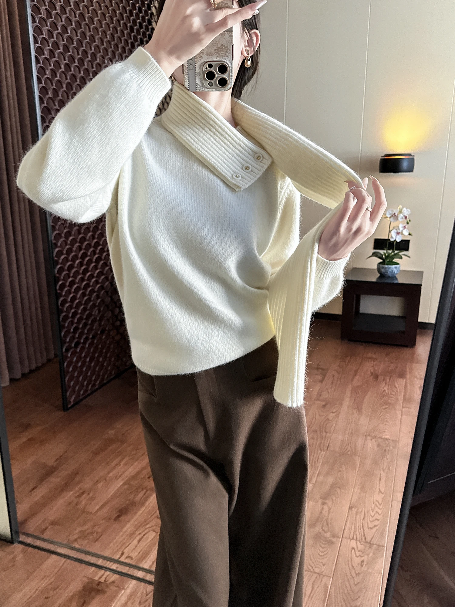 

You See Soft Plu Removable Scarf Ne Warm Thiened Women's Pullover Sweater Korean Sle Commute Soft Knitwear Winter