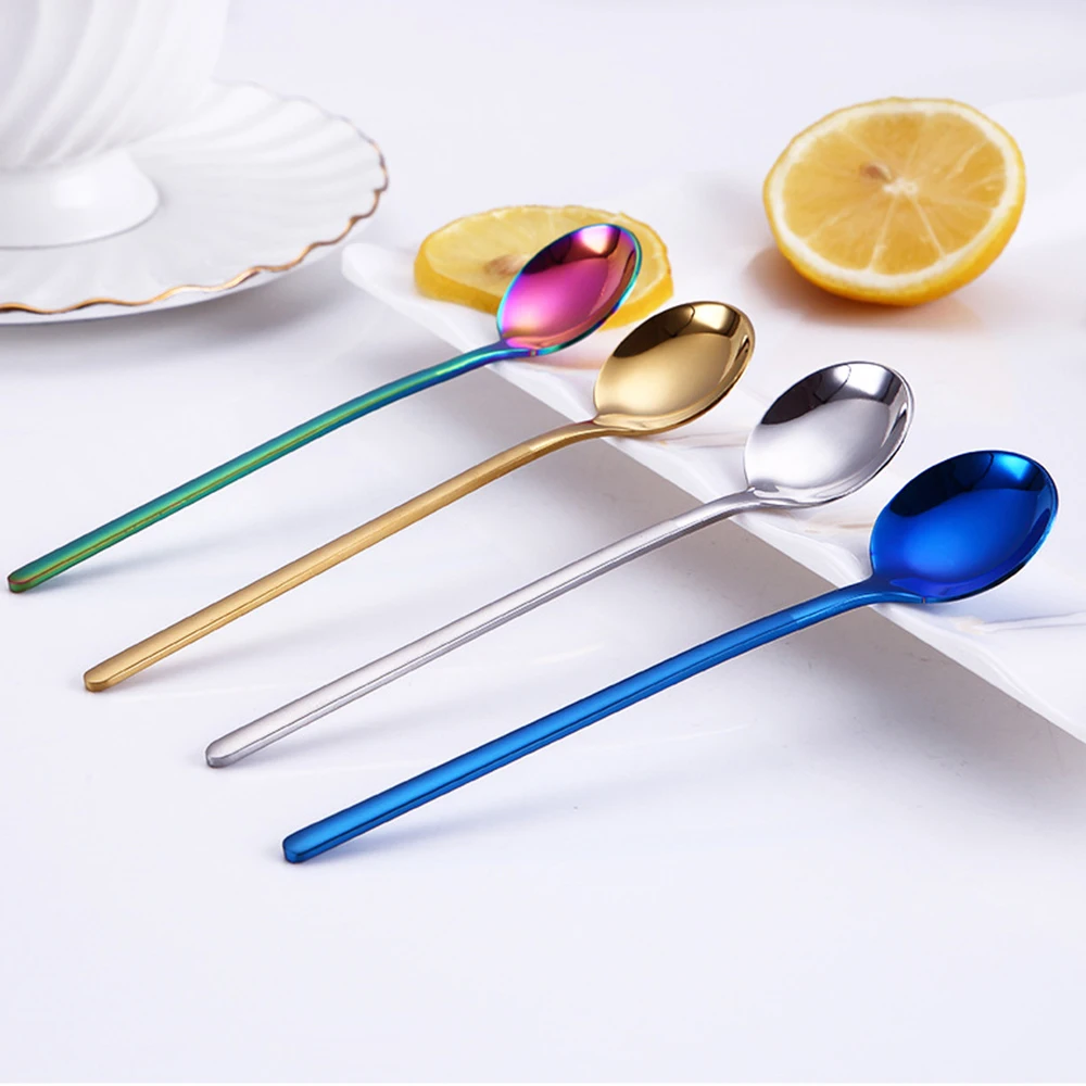 Stainless Steel Spoon Fruit Coffee Ice Cream Dessert  Teaspoons Home Kitchen Dining Tableware