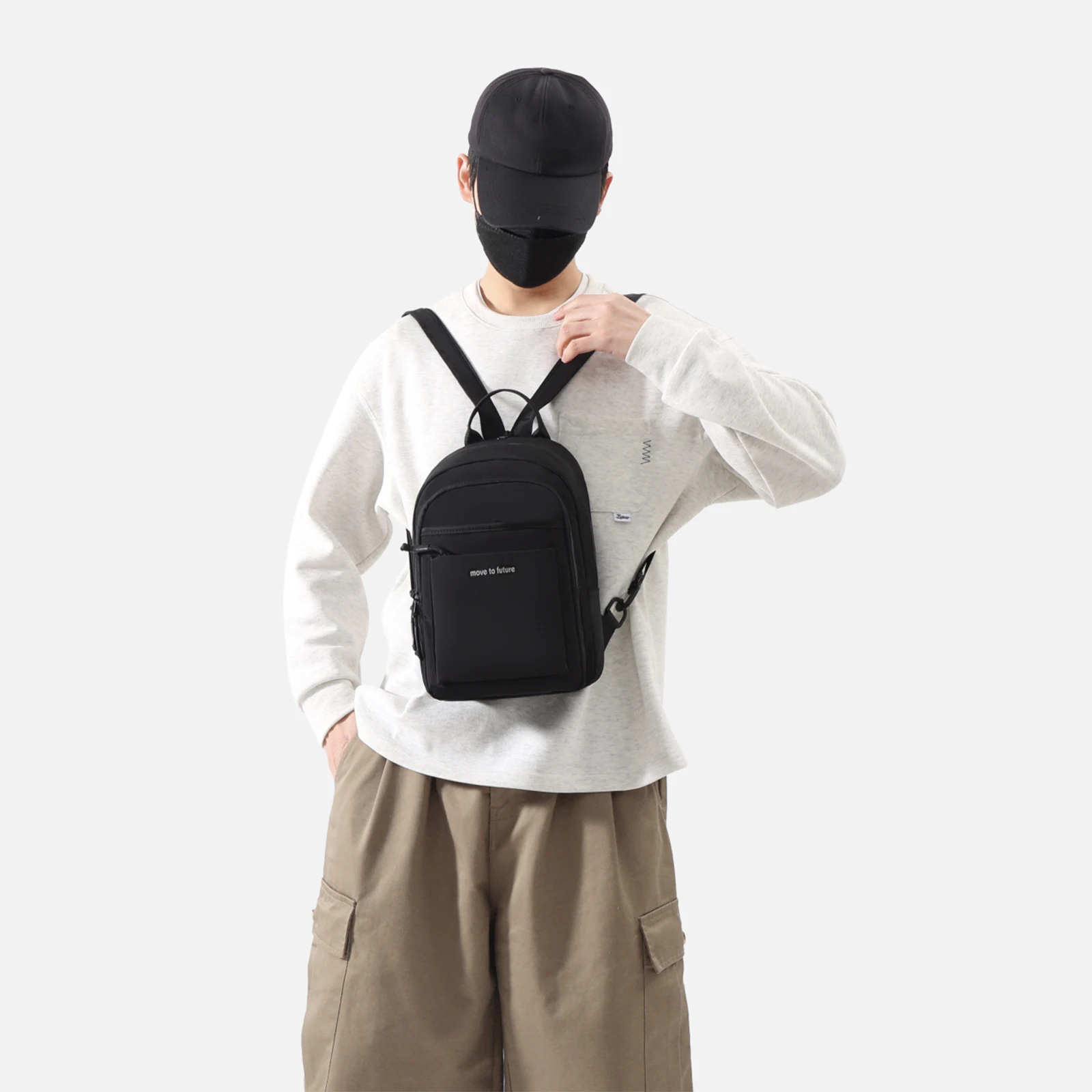 Sling Crossbody Bag Backpack for Men Waterproof Shoulder Daypack Motorcycle Lightweight Chest Bag for Travel Hiking Outing Fish