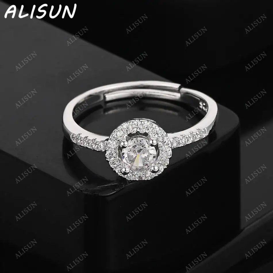 

ALISUN стерлингового серебра 925 пробы, простое открытое кольцо с цирконами для женщин и мужчин, модные украшения, винтажные очаровательные благородные подарки на день рождения для вечеринки