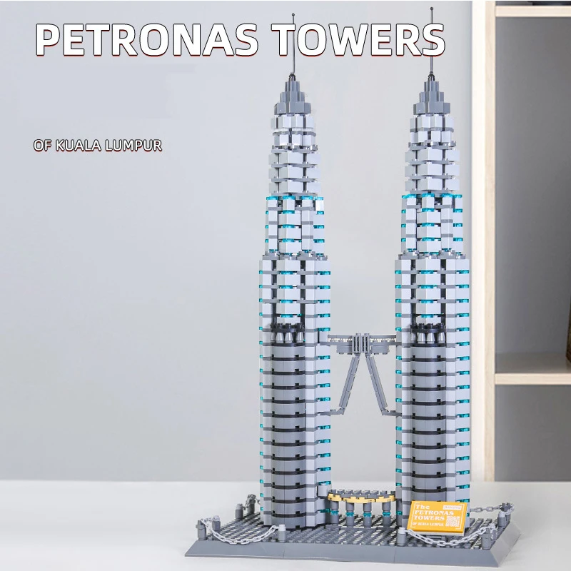 Famous Architecture Petronas Twin Towers 1173PCS Puzzle Building Block Set MOC Bricks Kid's Educational Toy 5213