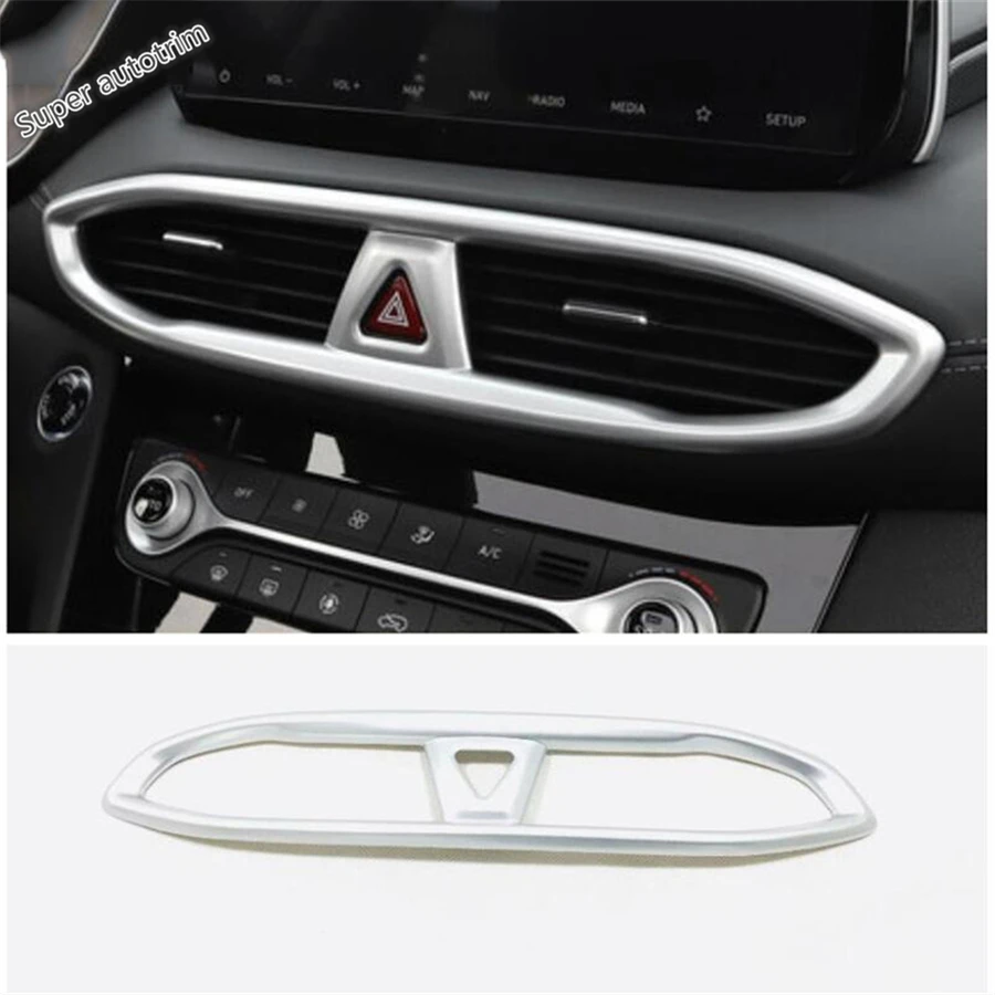 Car  Front Center Middle Air AC Conditioning Vent Outlet Warning Light Cover Trim Accessories For Hyundai Santa Fe 2019 - 2023