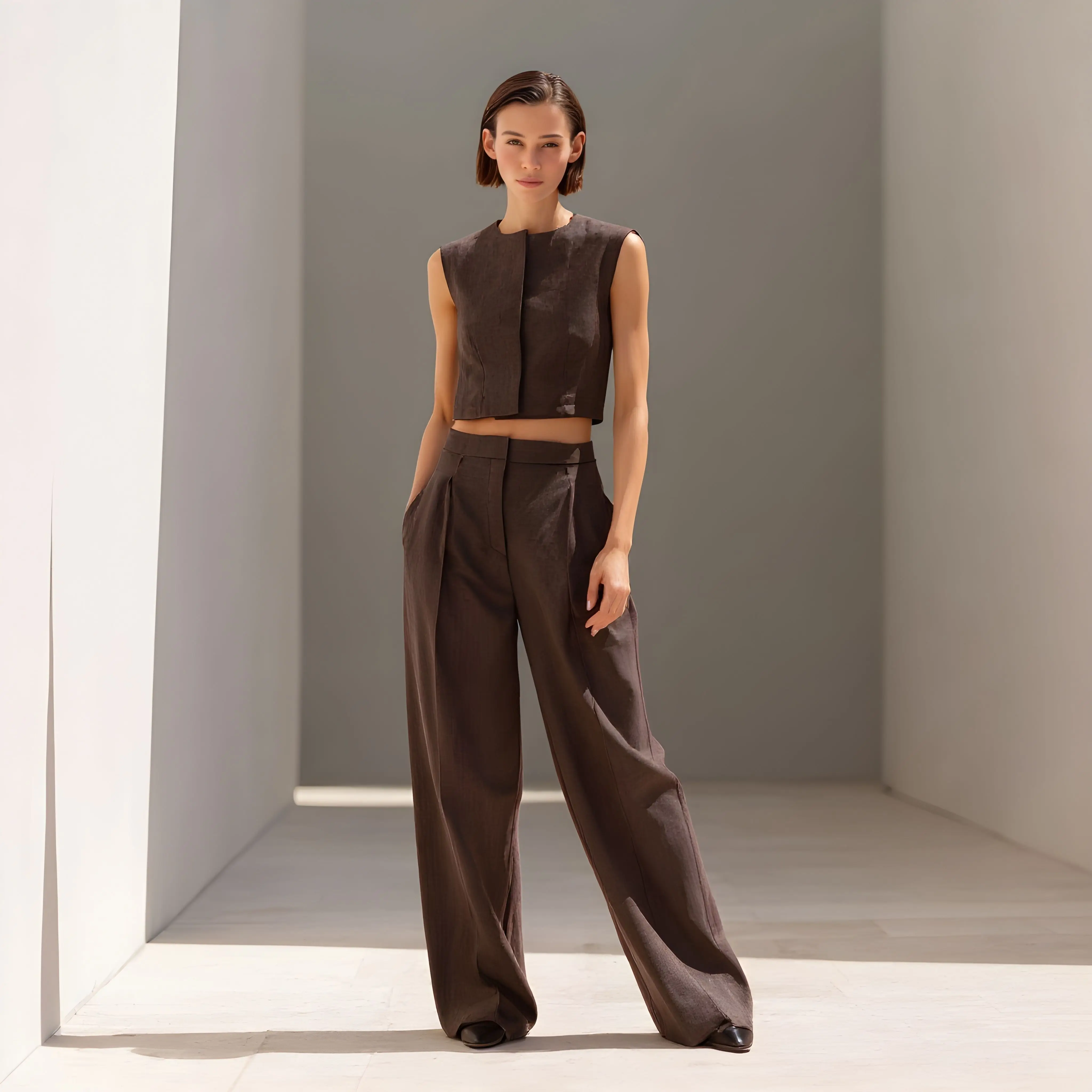 Calças largas soltas de comprimento total estilo casual cintura média outono inverno moda feminina roupa inferior