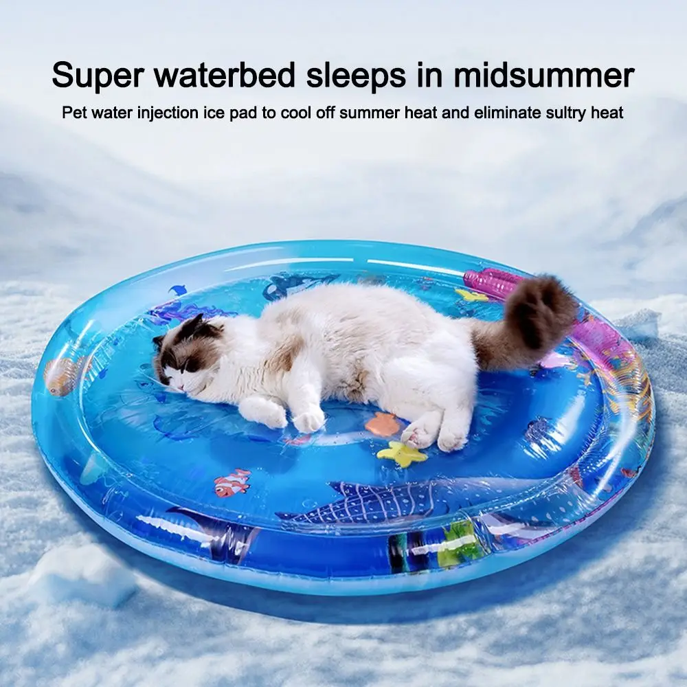 Cute Water-Fillable Water Sensory Play Mat Cat Dog Water Play Mat Thickened Pet Water-filled Ice Pad Pet Supplies