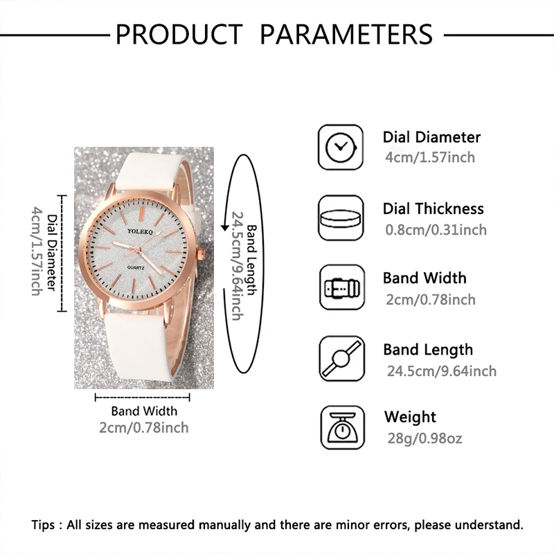 Fashionable 2Pcs Quartz Watch Jewelry Set, Versatile Everyday Accessory Gift for Her