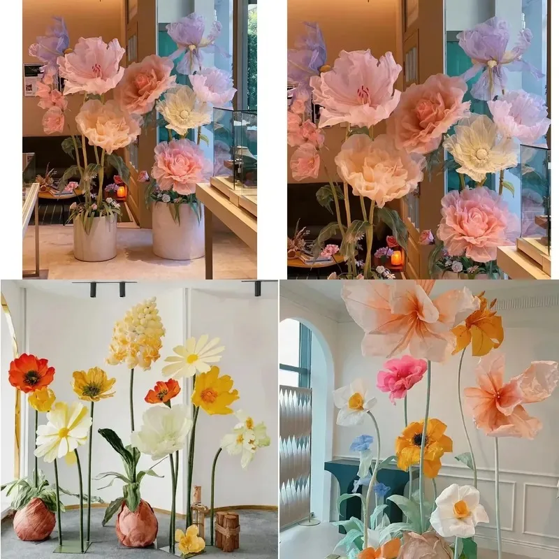Custom Large Organza Artificial Flower Set for Wedding Party Event Background Decoration