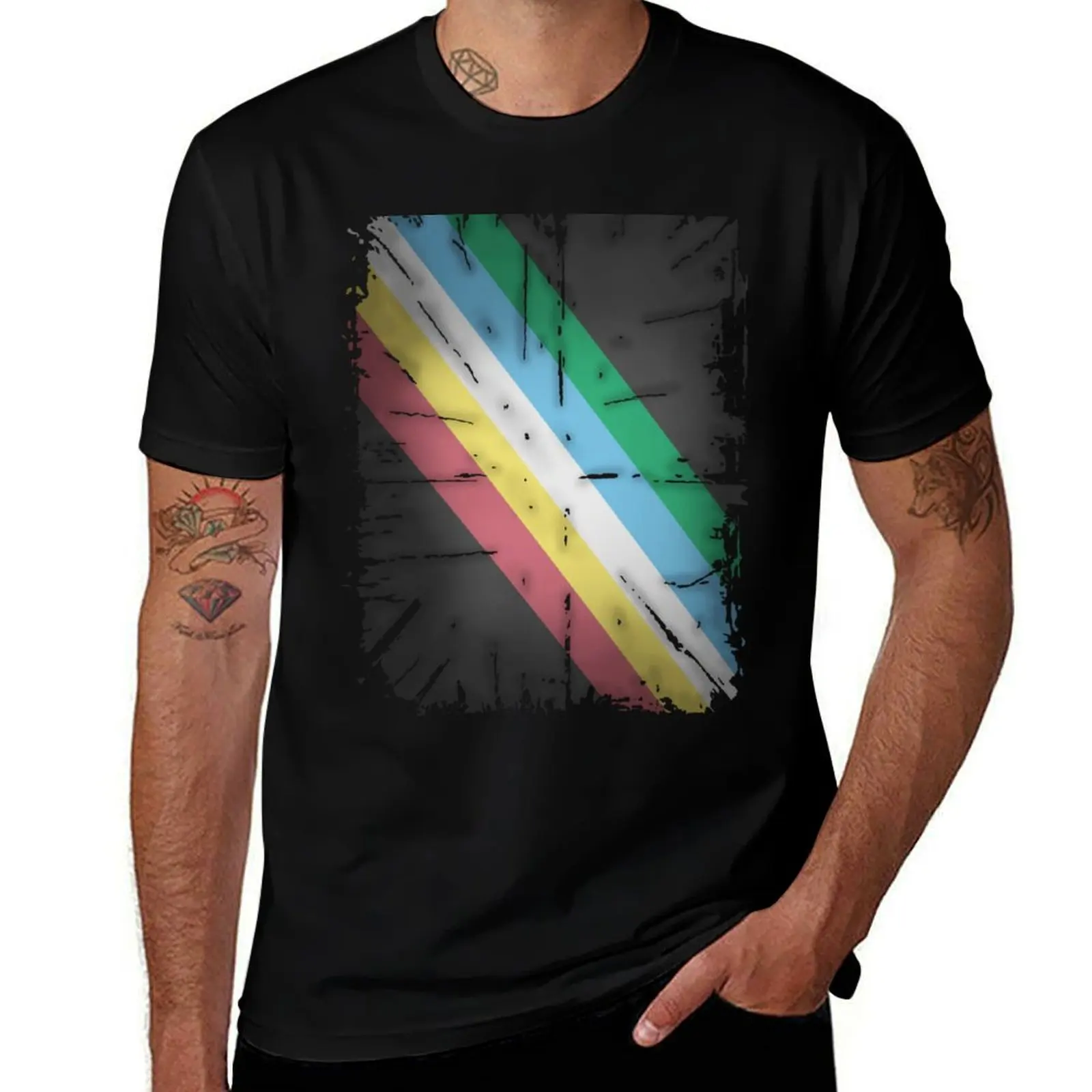 Disability pride flag (distressed) T-Shirt Quick Dry Outdoor Sports T-Shirt