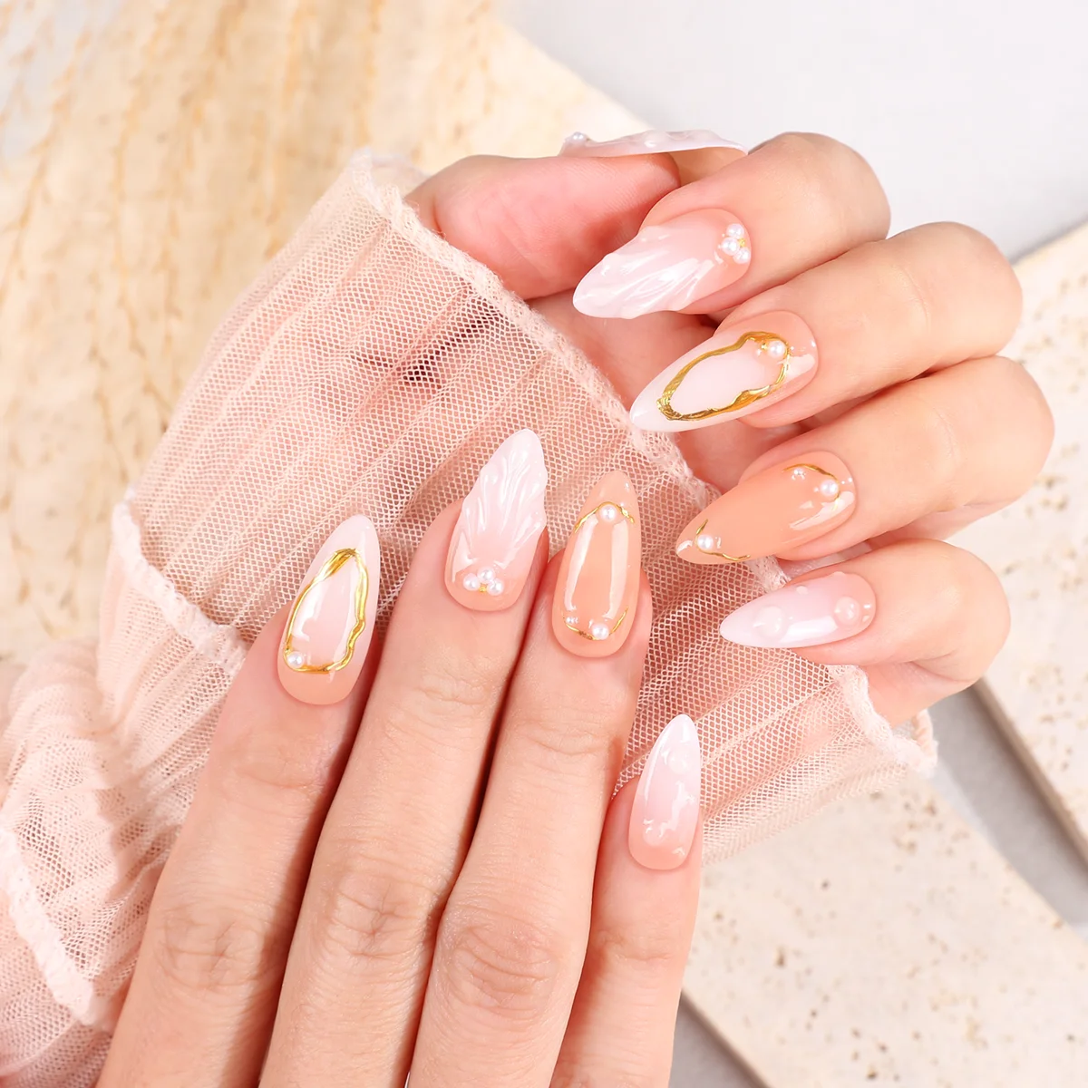 10 أظافر صناعية مصنوعة يدويًا، زينة أظافر جميلة، أجزاء أظافر، إكسسوارات فنية للأظافر، أظافر ساحرة، اضغط على أظافرجيل #1