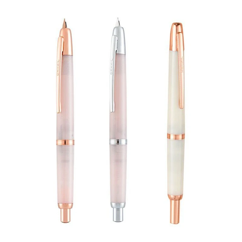 

Limited Color! JINHAO 20 Sakura Resin Press Fountain Pen Pink Gold Clip Retractable EF F Nib Ink Pen School Office Stationery