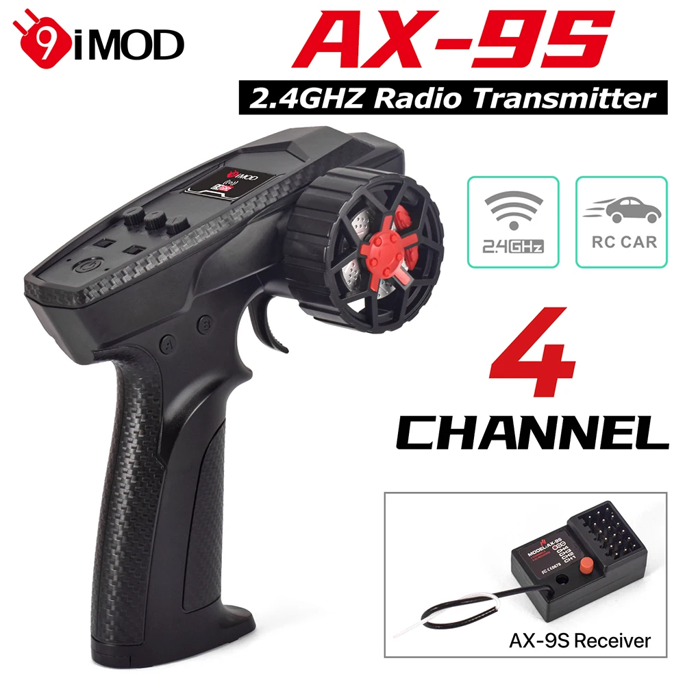 9IMOD 2.4GHZ Radio Transmitter 4 Channel Remote Controller with 4CH Receiver 100M For MN82 1/12 1/16 1/18 1/24 RC Car