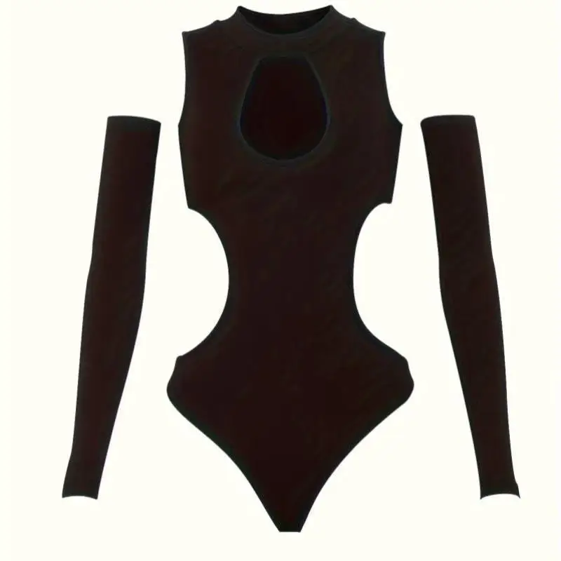 เสื้อเปิดไหล่เซ็กซี่ โชว์เนินอก ดีไซน์เว้า แขนยาว คอเสื้อหนังเทียม ผู้หญิง สไตล์ครอสบอร์เดอร์ สินค้ามาใหม่ ผ้าโพลีเอสเตอร์