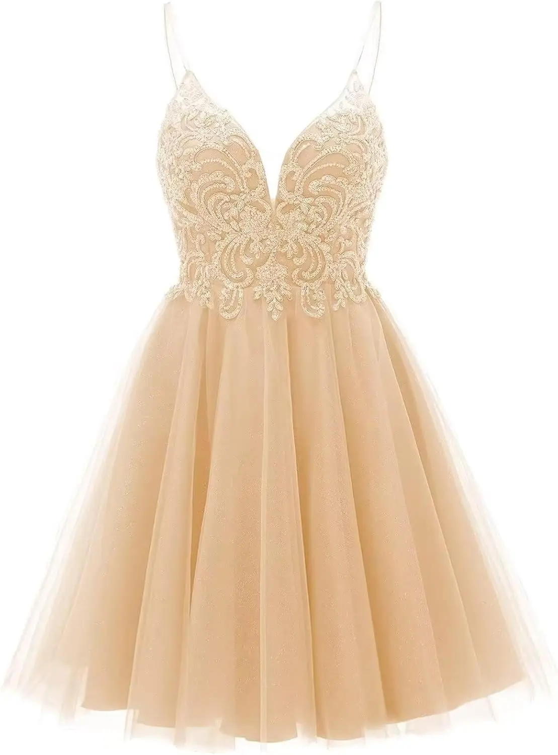 

Блестящие тюлевые платья для встречи выпускников 2025 Короткое платье для выпускного вечера на тонких бретельках для подростков выше колена, мини-коктейльные платья