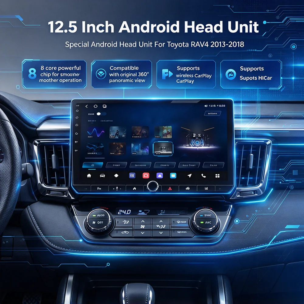 Android Car Stereo For Toyota RAV4 2013~2018 Wireless CarPlay Android Auto GPS Navigation BT WiFi Car Multimedia Player Unit
