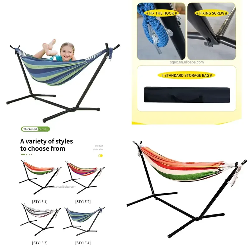 AOXU Camping Outdoor Crane Portable One Person Extra Large 200x150cm Cotton Canvas Eco-friendly 150kg Capacity All Hammock