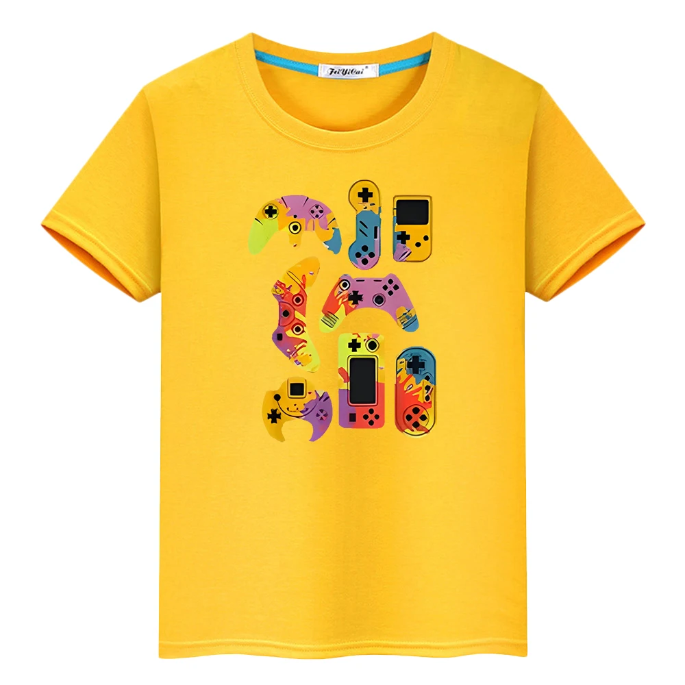 

gamepad Print 100%Cotton T-shirt anime Tees Summer Cute Short y2k one piece boy Kawaii Tops pride tshirt girls kids clothes gift