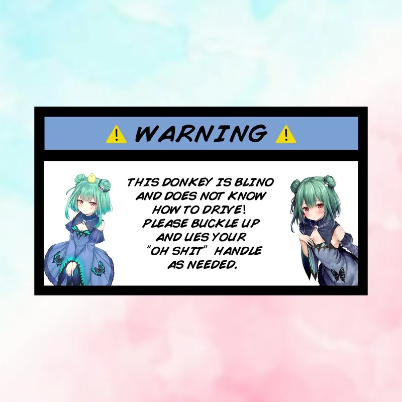 EARLFAMILY Practice Vinyl Car Stickers For Hololive Rushia Drawing Warning Car Accessories Anime Decals Windshield Decor