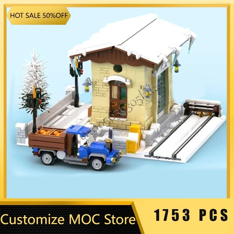 

1573 шт., хит продаж, MOC, зимняя сцена, детали модели, модульные строительные блоки, детская сборка, дисплей, игрушки, фестиваль, подарки-сюрпризы