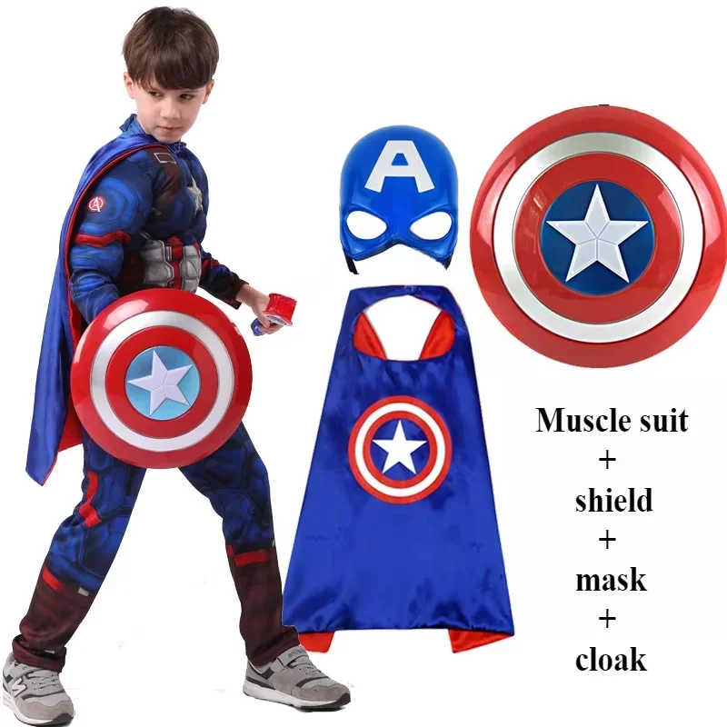 كابتن أمريكا تأثيري حلي musculaire masque de super-héros combinaison كيب بوكليير كيب Tenues pourim cadeau هالوين #1