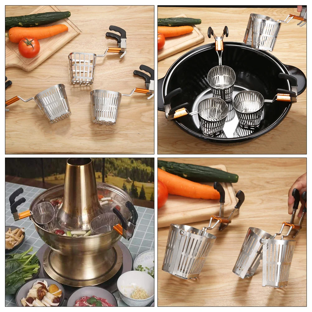 

Stainless Steel Hot Pot Colander Spoon Cooking Strainer Basket With Hook Open Heat Resistant Kitchen Gadget